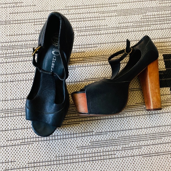 Jeffrey Campbell Foxy Wood Platform Heels - Picture 3 of 5